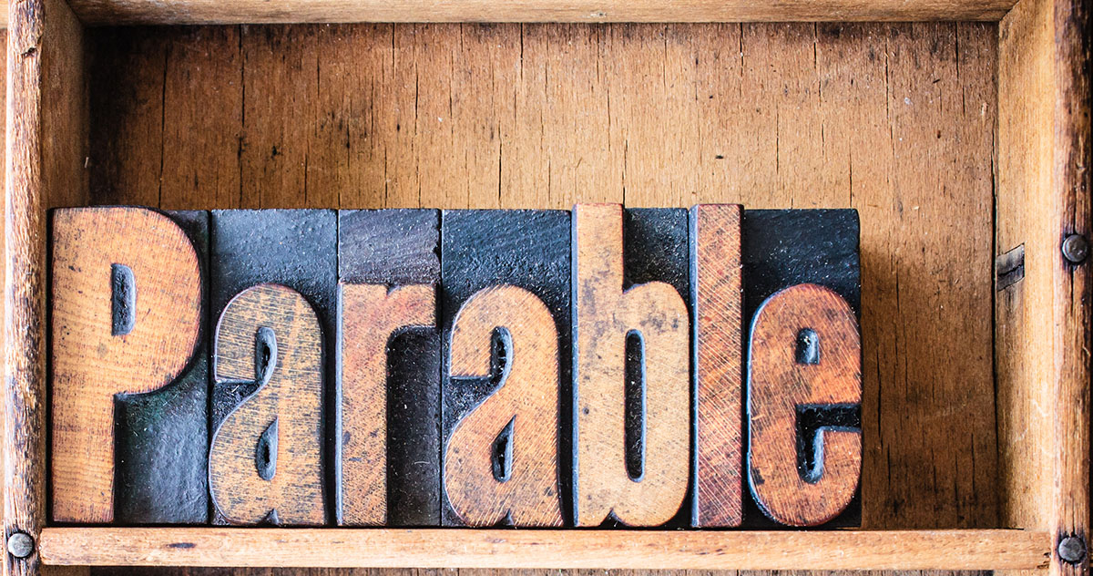 The word 'parable' made out of wood