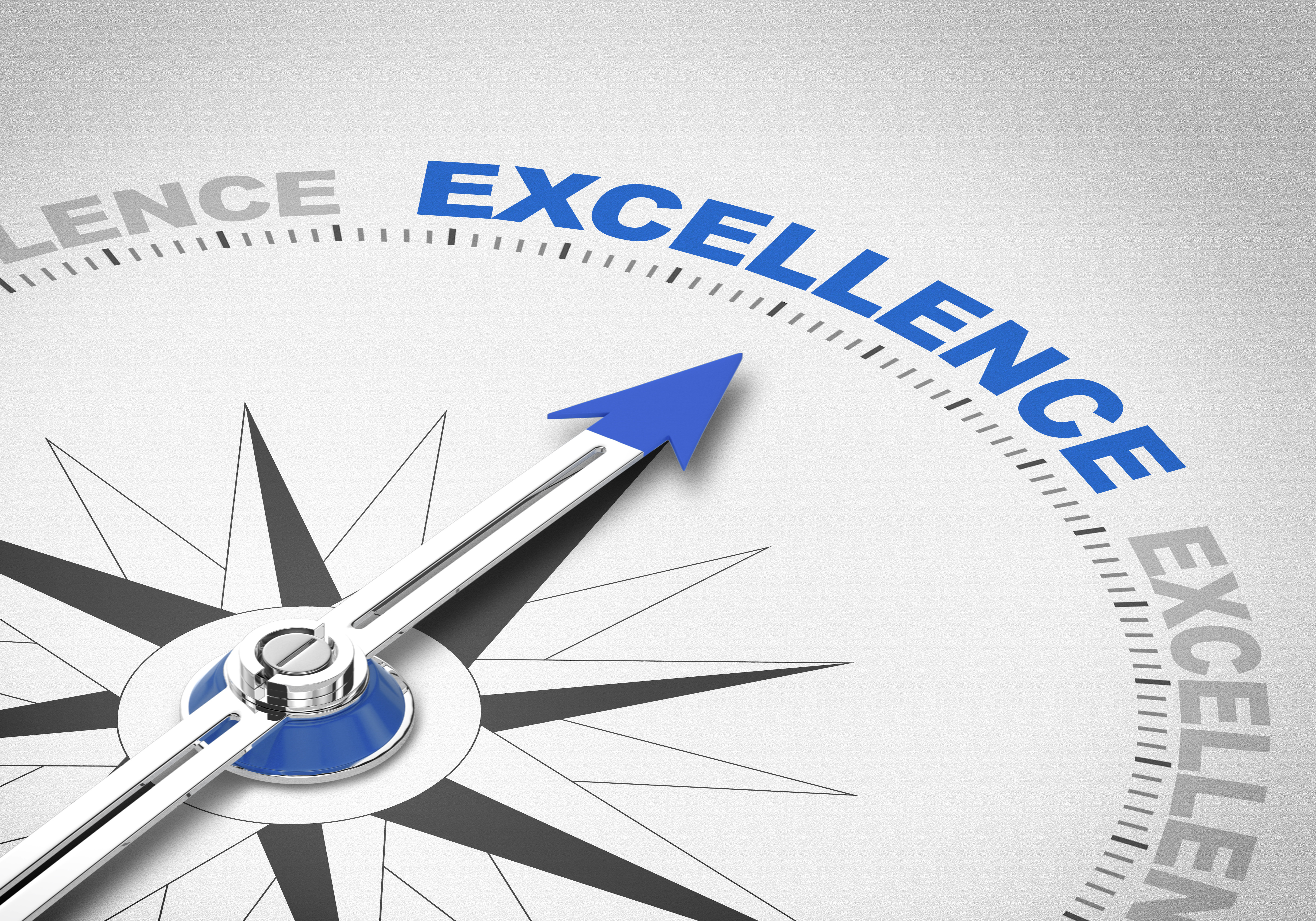 A compass pointint to the word 'Excellence'