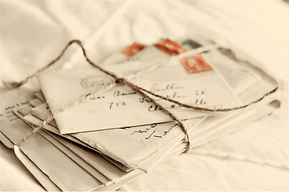 A bundle of letters tied up with string