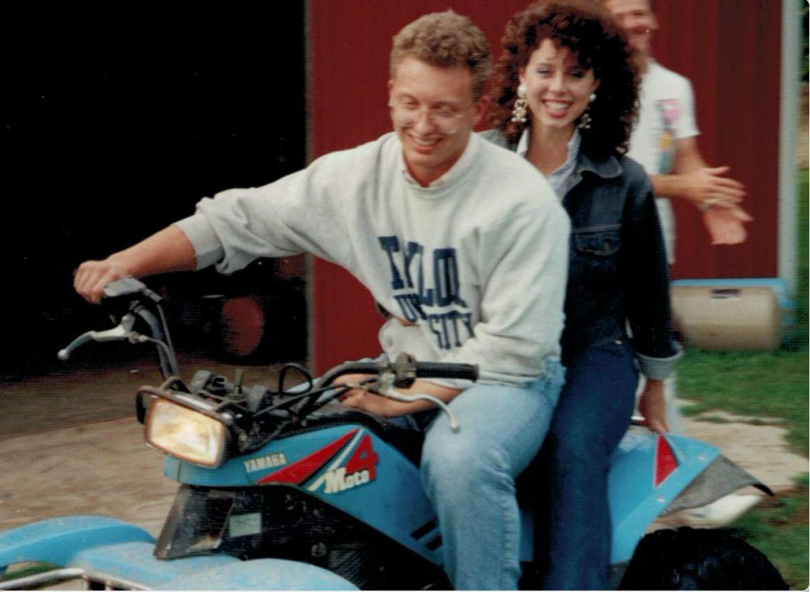 Two people on a motorbike