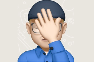 Emoji of the head and shoulders of a man with his hand flat over his face