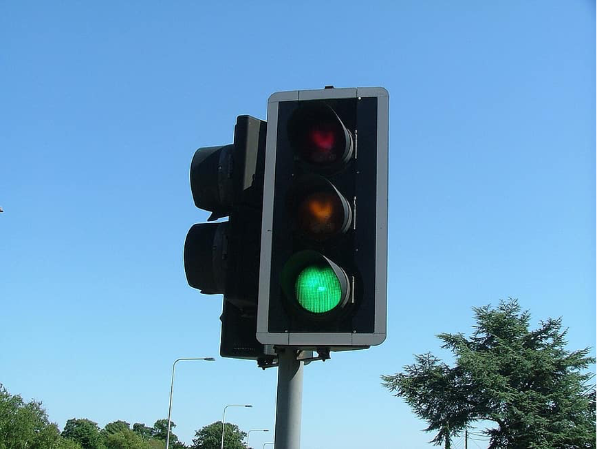 British traffic light on green